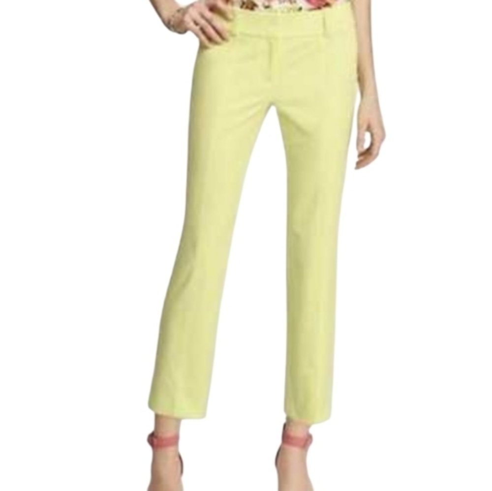 Talbots The Perfect Crop Neon Light Yellow Green Pants PLUS SIZE 14W